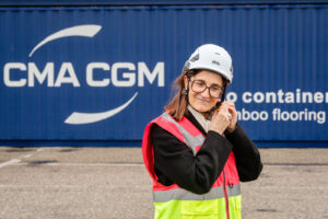 France, Lyon, 2025-04-02. Laurence Borie Bancel, president of the CNR board of directors, at the Edouard Herriot port fo