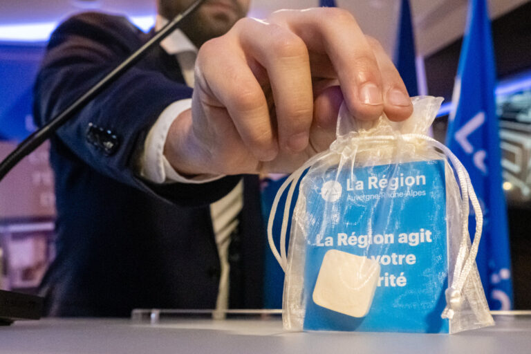 France, Lyon, 2023-11-09. Laurent Wauquiez, president of the Auvergne-Rhone Alpes region, is to equip Jewish schools wit
