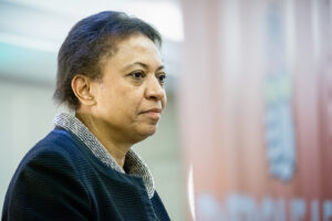 France, Lyon, 2024-11-10. Portrait of Helene Geoffroy, mayor of Vaulx en Velin and organiser of the Socialists' autumn m