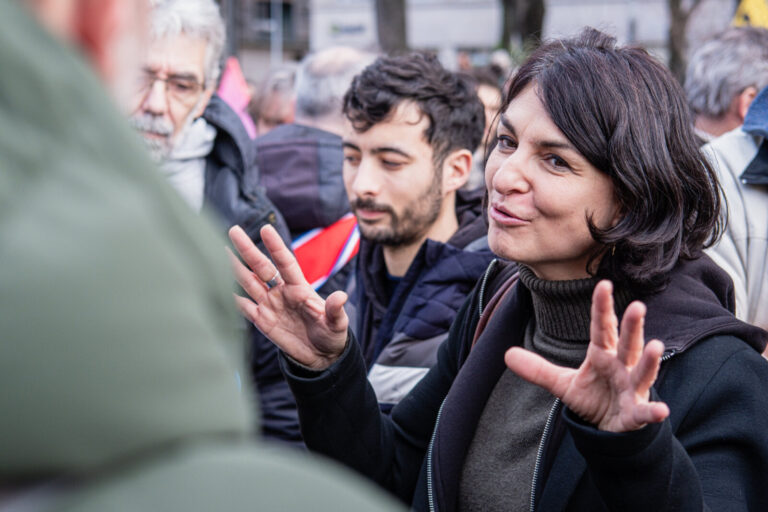 France, Lyon, 2025-12-18. LFI MP Aurelie Trouve was present at the start of the angry agricultural protest by farmers in