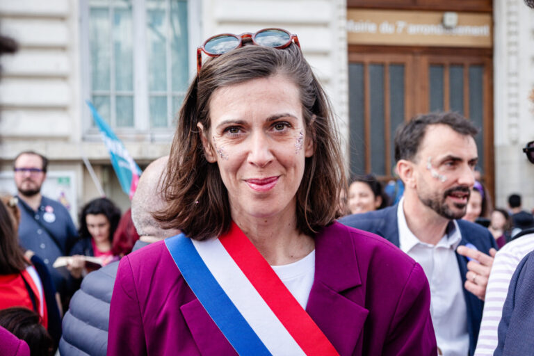 France, Lyon, 2026-03-08. Sandrine Runel, Socialist MP, at the start of the internationalist, feminist, anti-imperialist