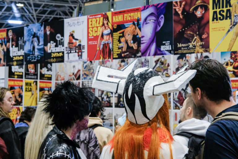 France, Lyon, 2022-11-13. A cosplayer with a helmet in front of a film poster stand. Photograph by Franck CHAPOLARD / Co