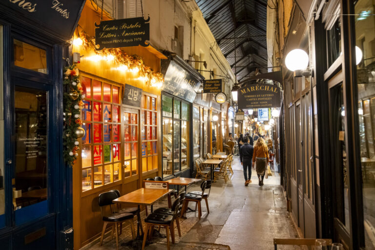 France, Paris, 2026-02-15. Passage of Panoramas. The Paris covered passages are historic 19th-century shopping arcades l