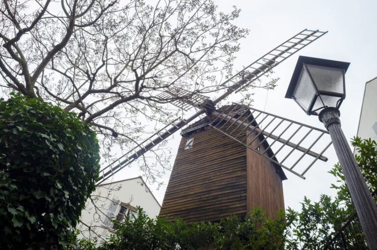 France, Paris, 2015-11-30. The Moulin de la Galette is one of the last remaining windmills on the Montmartre Hill. It be