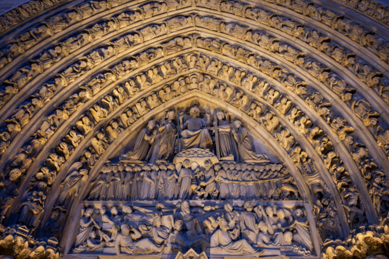 France, Paris, 2026-08-22. Night view of Notre-Dame de Paris Cathedral, located on the Ile de la Cite in the heart of Pa