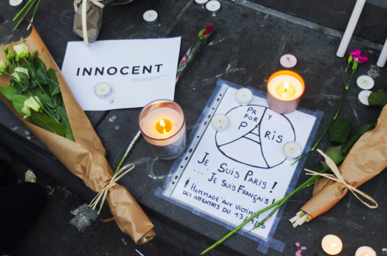 France, Paris, 2015-11-14. In the aftermath of the November 13 attacks in Paris, thousands gathered outside the Bataclan