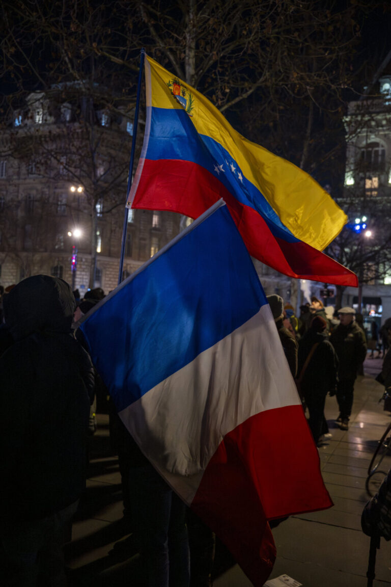 France, Paris, 2026-01-03. Demonstrations this evening in Paris, at Place de la Republique, in response to the historic 