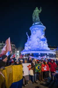 France, Paris, 2026-01-03. Demonstrations this evening in Paris, at Place de la Republique, in response to the historic