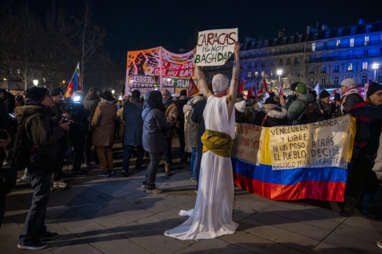 France, Paris, 2026-01-03. Demonstrations this evening in Paris, at Place de la Republique, in response to the historic 