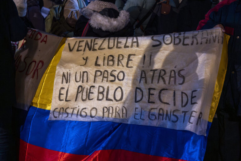 France, Paris, 2026-01-03. Demonstrations this evening in Paris, at Place de la Republique, in response to the historic 