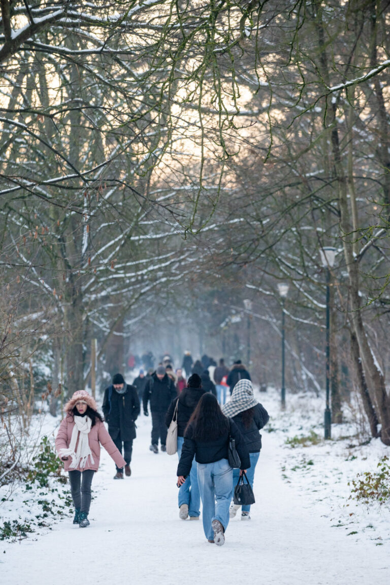 France, Paris, 2026-01-06. Vincennes under the snow. The Bois de Vincennes, covered in a white blanket, attracts Parisia
