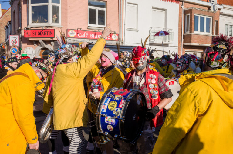 France, Bray-Dunes, 2025-02-02. Dunkirk Carnival, the Bray-Dunes band on parade. This carnival is a centuries-old tradit