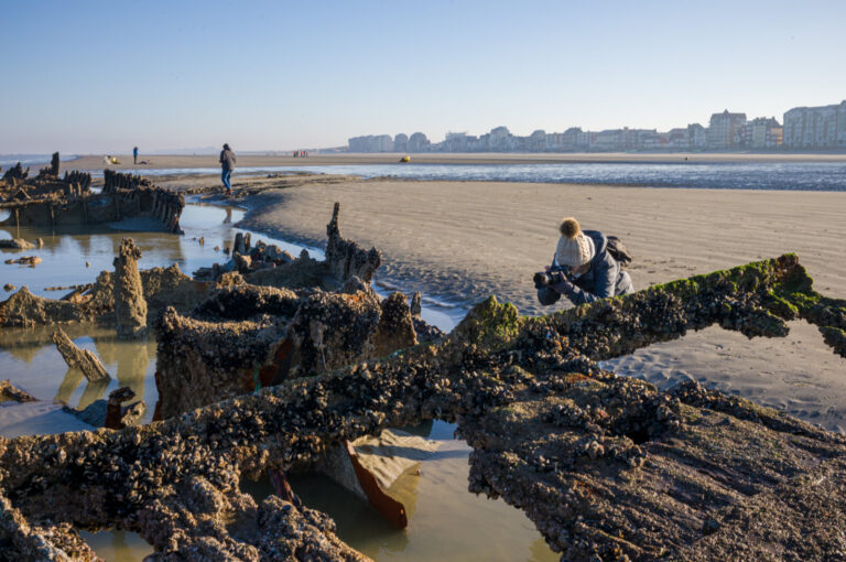 France, Bray-Dunes, 2025-02-01. View of the Devonia, a ship bombed by the German army during Operation Dynamo (May-June 