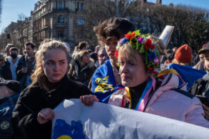 France, Lille (Hauts-de-France), 2022-02-26. The Russian army invades Ukraine. Hundreds of people gathered in Place de l