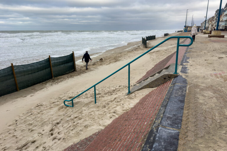 France, Bray Dunes, 2026-01-03. In the context of climate change the retreat of the coast and the dunes is visible. In s