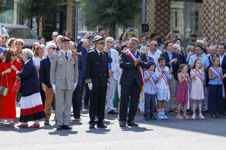 France, Biarritz, 2026-07-14. July 14th parade in Biarritz in front of Mr Blanco, mayor, and Mr Duhamel sub-prefect. Pho