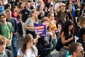 France, Paris, 2026-10-13. High school students, university students and unions march in Paris during the fifth national