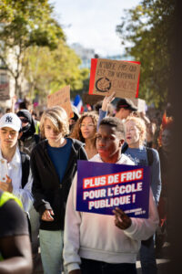 France, Paris, 2026-10-13. High school students, university students and unions march in Paris during the fifth national