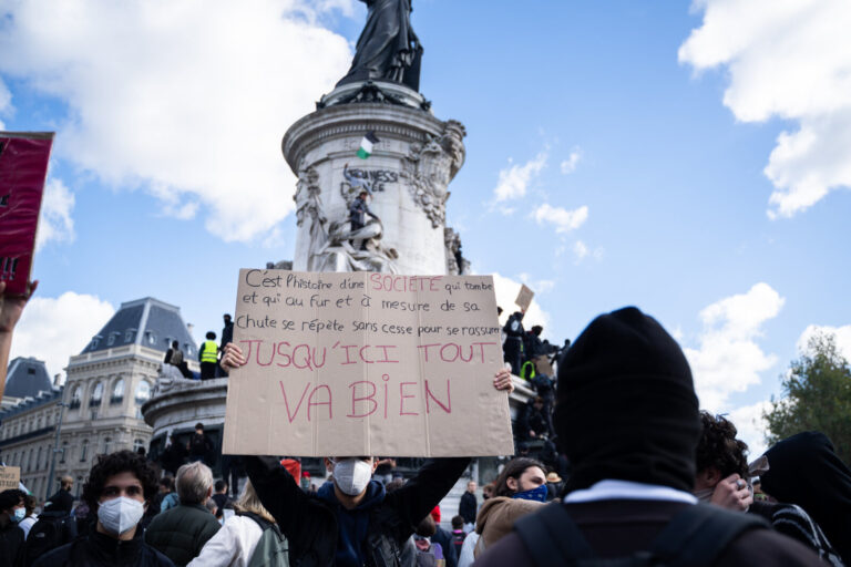 France, Paris, 2026-10-17. National day of mobilization against rising fuel prices and the cost of living, Place de la R