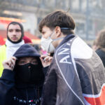 France, Paris, 2026-10-17. Protesters, including high school students, university students and yellow vests, gather arou