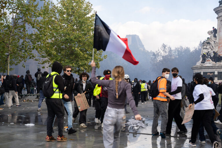 France, Paris, 2026-10-17. National day of mobilization against rising fuel prices and the cost of living, Place de la R