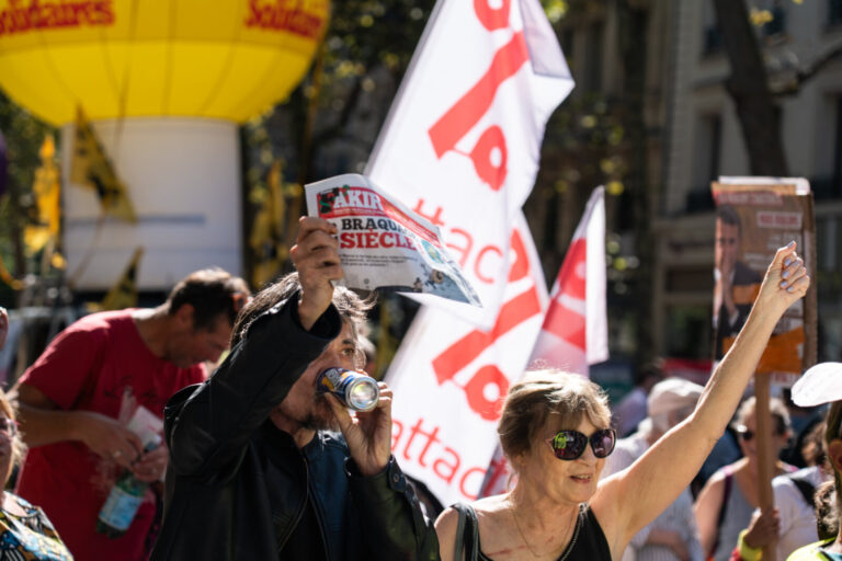 france, Paris, 2025-09-18. France, Paris, September 18, 2025. Mobilization against the budget measures of Francois Bayro