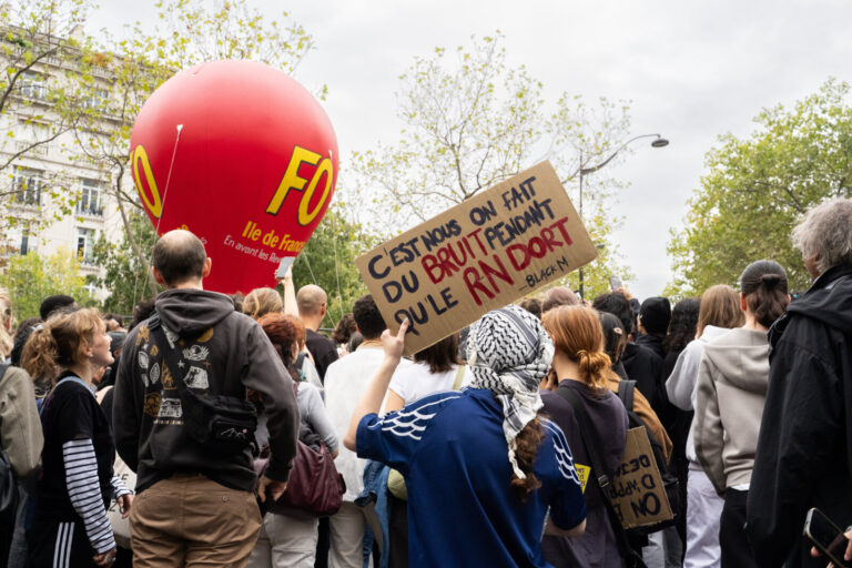 France, Paris, 2026-10-13. High school students, university students and unions march in Paris during the fifth national