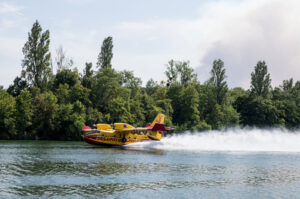 France, Fontainebleau, 2026-07-13. A large plume of smoke rises above Fontainebleau as a major wildfire spreads through