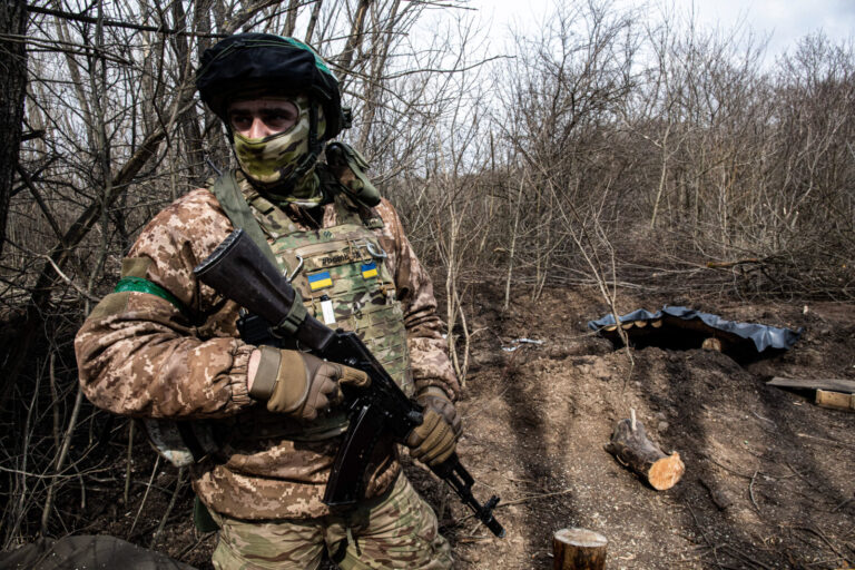 Ukraine, Tchassiv Yar, 2023-03-24. At few kilometers from the front line in Bakhmut, ukrainian artillery shoot everyday 