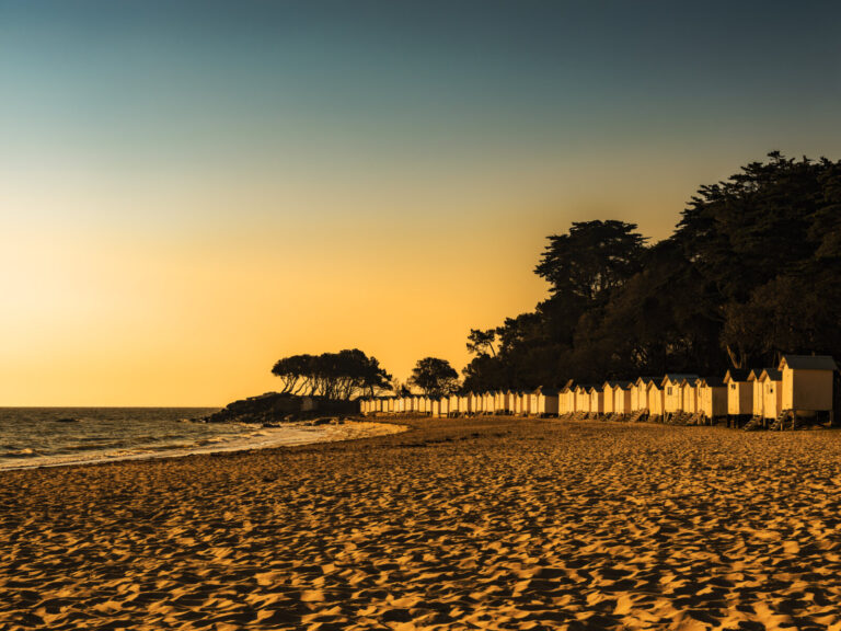 France, Noirmoutier en l ile, 2021-04-16. The sun rises on Ladies Beach on the island of Noirmoutier. Photograph by Pier