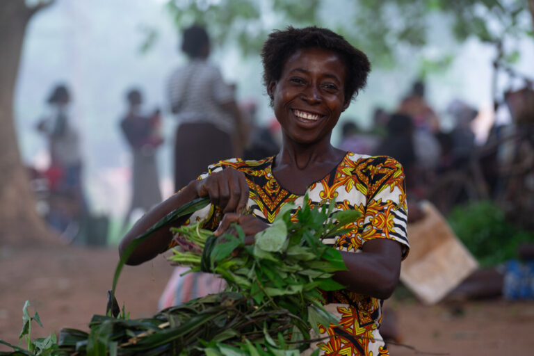 Democratic Republic of Congo, Mbujimayi, 2024-11-01. Morning market of local farmers selling fresh produce in a former d