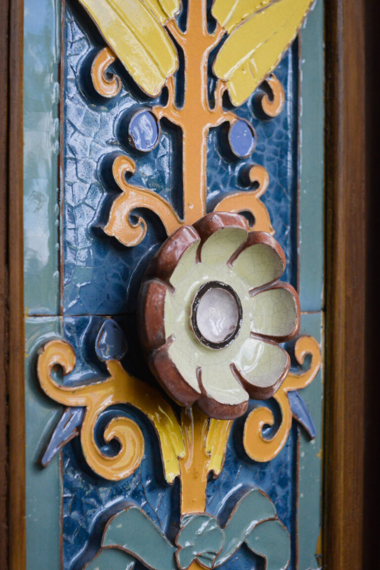France, Ecuisses, 2022-06-01. Ceramic element in the Perrusson villa. The house-catalogue showed the know-how of the cer