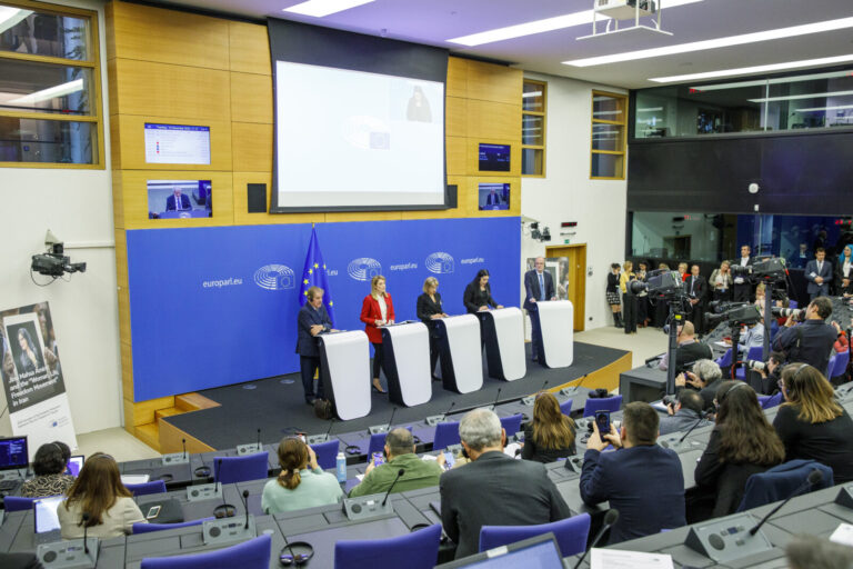 FRANCE, STRASBOURG, 2023-12-12. Sakharov Prize ceremony in the European Parliament. The 2023 Sakharov Prize for Freedom 