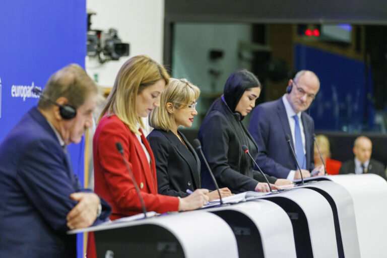 FRANCE, STRASBOURG, 2023-12-12. Sakharov Prize ceremony in the European Parliament. The 2023 Sakharov Prize for Freedom 