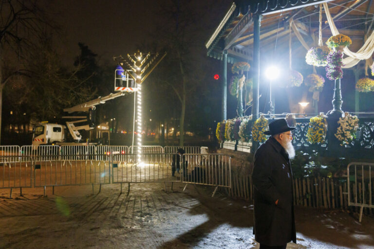 FRANCE, STRASBOURG, 2023-12-07. Celebration of the feast of Hanukkah in the Jewish quarter of Strasbourg. Photogrpah by 